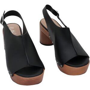 Wild Pair Evelyynn Studded Platform Slingback Sandals Black US 7.5M